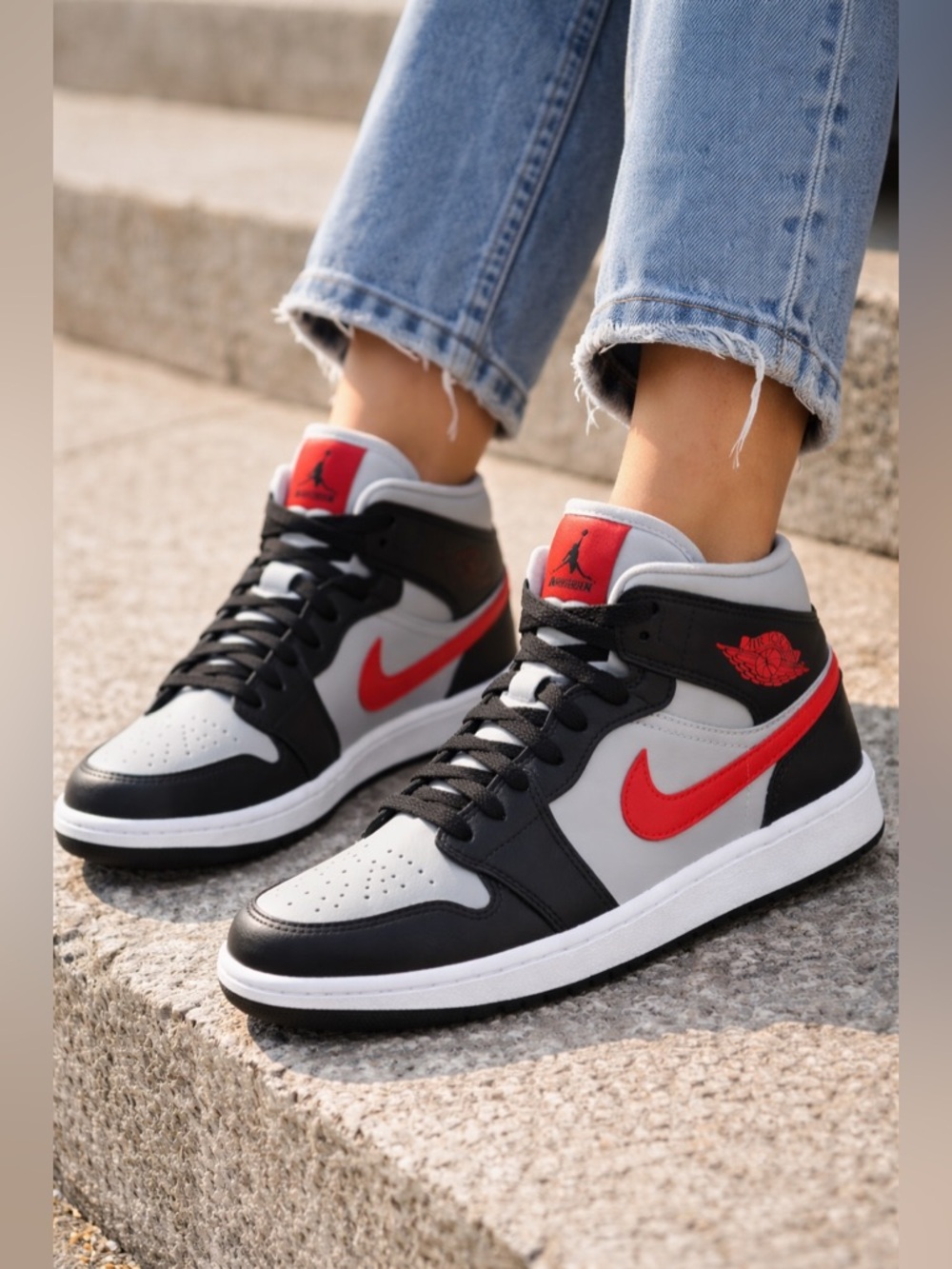 Air Jordan 1 Mid – black / grey / red Women’s size 9